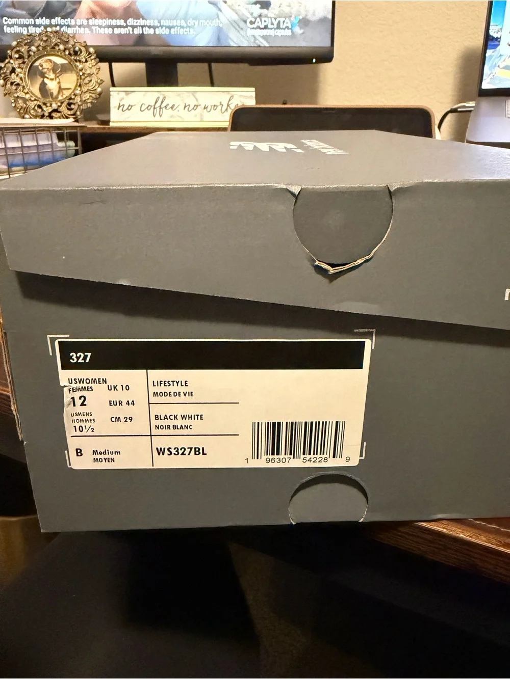 New Balance Black & White Retro-Style Runner with Gum Outsole